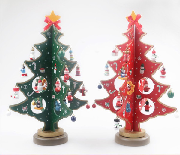 Wooden Xmas Tree Ornaments for Home Table Decor Exquisite Artifical DIY Christmas Tree Decorations Navidad Natal Festive Wood Craft Supplies