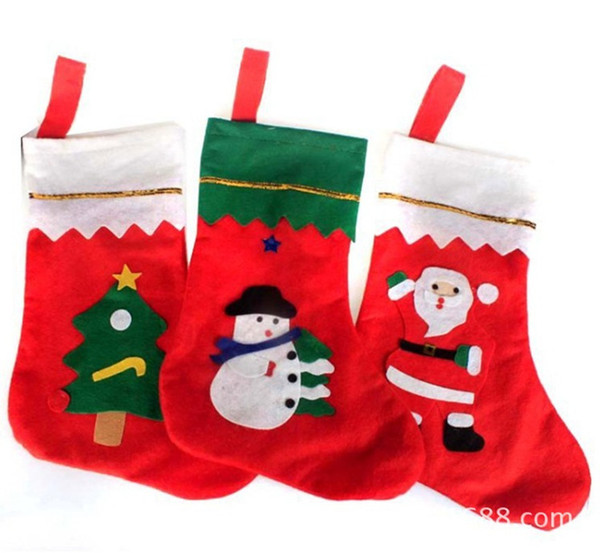 12pcs/lot Christmas Tree Ornaments Non-Woven Fabrics Christmas Stockings Santa Sock Supplies Kids Hanging Gift Bags Xmas Decor Candy Socks