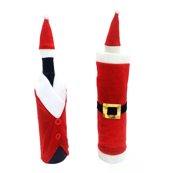 Santa Claus Clothes For Champagne Wine Bottle Cover Sets For Christmas Table Decor For New Year Party Supplies 5 pcs/set navidad