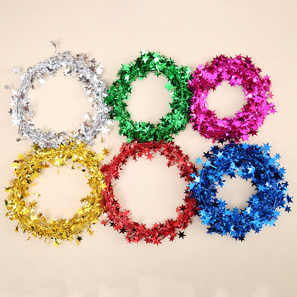 12 pcs/lot Multi-color Christmas Tree Colored Strips Wire Five-pointed Star Christmas Decorations For Home Party Pendant Adornos