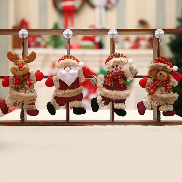 Christmas Tree Accessories Hanging Wall Adornment Dolls Dancing Santa Claus Snowman Reindeer Cloth Art Pendant Gift For Children