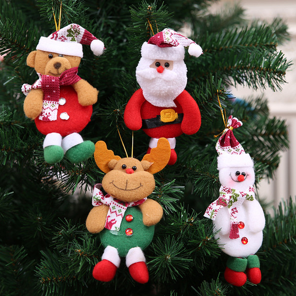 Christmas Tree Decorations 12pcs Santa Elk Bear Snowman Hanging Pendants Kids New Year Gift Home Party Christmas Ornaments