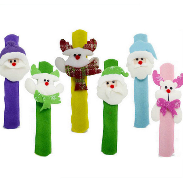 12pcs/lot Christmas Decoration Santa Snowman Pat Circle LED Bracelet Night Light New Year Party Toy Wrist Decor Xmas Kids Gift