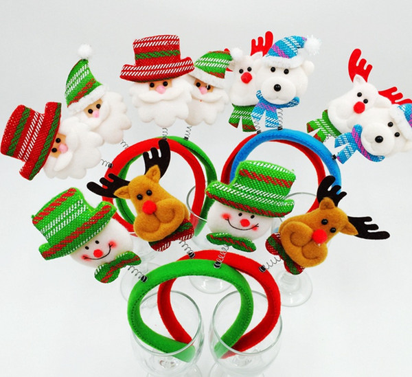 7pcs/lot Cute Christmas Headbands Decoration, Chromatic Santa/Reindeer/ Snowman Hair Hoop for Xmas Home Party Decoracion Navidad