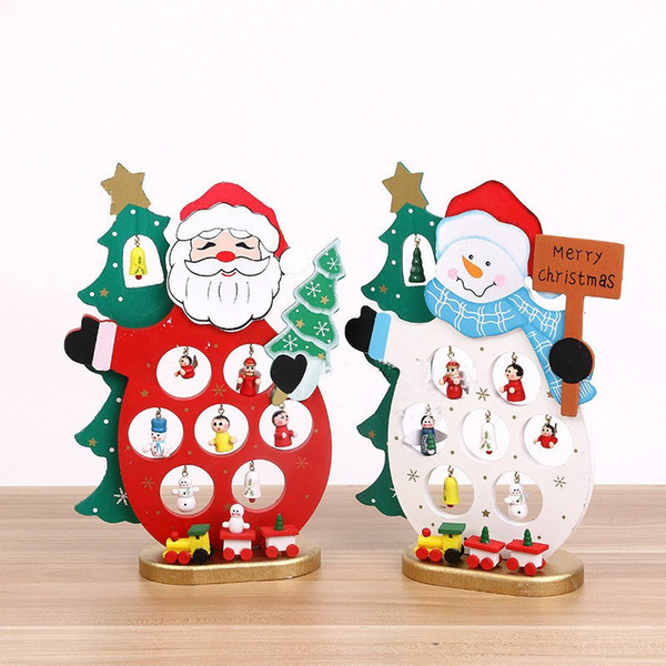 Creative Wooden Snowman/Santa Artificial Christmas Tree Christmas Decorations For Home Handmade DIY Festival Home Party Supplies