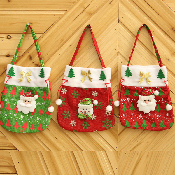 3 Pcs/lot Christmas New Year Candy Bags for Kids Hanging Christmas Gift Bags Santa Claus Snowman Gift Holder Christmas Decoration