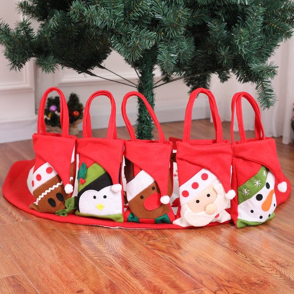 New Year Christmas Party Decorative Mini Candy Bag Kids Gift Pocket Xmas Tree Hanging Gift Packing Bag Pouch Party Supplies 3pcs