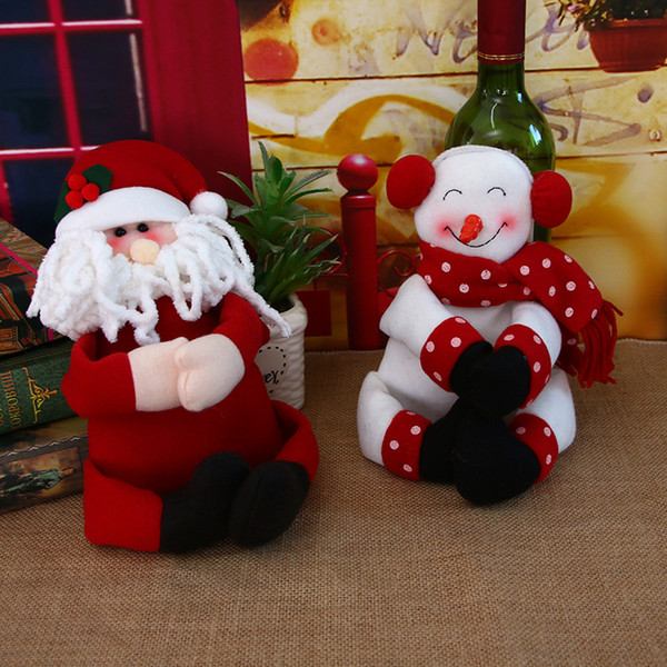 Wine Bottle Decorative Doll For Christmas Festival Party Ornaments New Year Santa /Snowman Xmas Decor 1pc Santa Claus Decorating