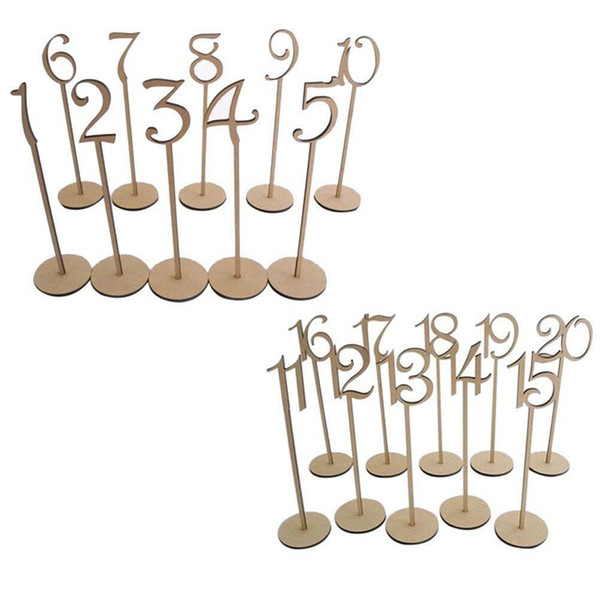 20pcs Table Numbers Wooden Table Numbers with Holder Base for Wedding Party Home Decoration Birthday Event Banquet Anniversary Decor