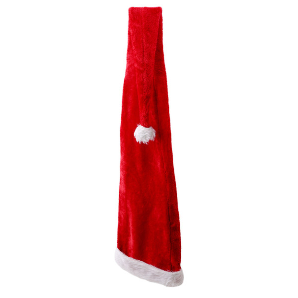 Costume Red Long Plush Santa Hat Xmas Headgear Christmas Party Hats Ornaments for Children and Adults 1.5m 86cm