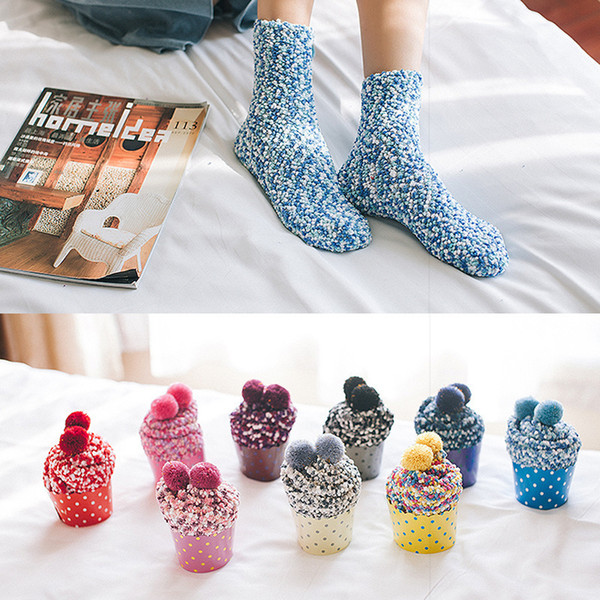 Christmas decoration Warm Socks Women Cup Cake Coral Cashmere Cotton Socks Creative Winter Soft Warm Socks Christmas Gifts