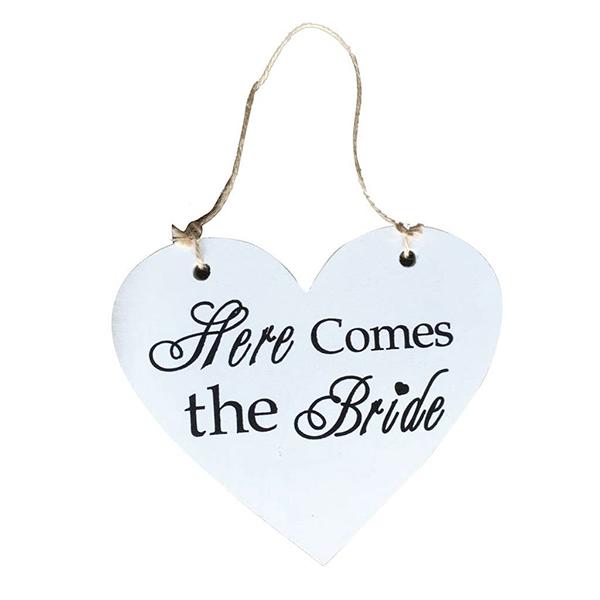 Wedding Two-Side Different Print Wooden Here Comes the Bride Wedding Signs Wedding Flower Girl Signs Wedding Decoration Photo Props Decors