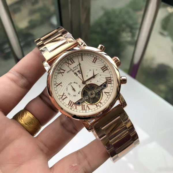 2019 New Automatic Mechanical Watch Large Flywheel 6-pin Multi-function Watch High Quality Men's Fashion Business Patek Watches philippe