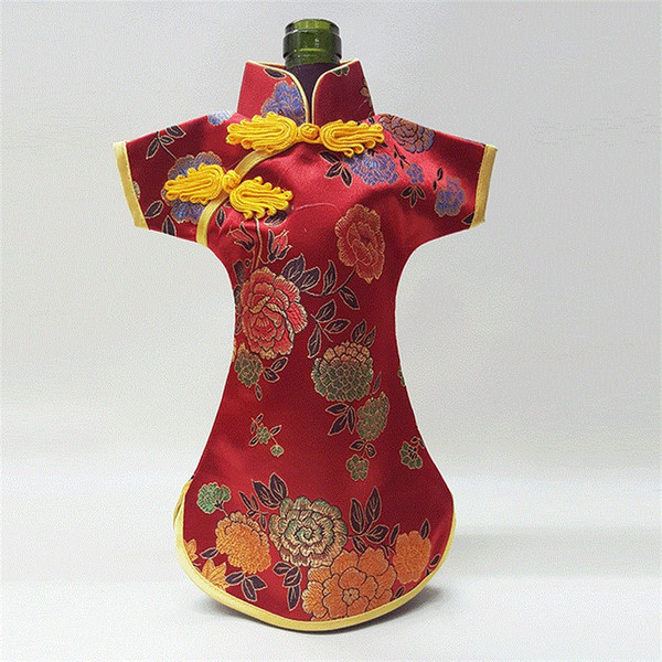 Retro Chinese Silk Brocade Wine Bottle Cover Creative Home Party Table Decoration Pouch Ethnic Craftchampagne Packaging Bags 7 5lh Y