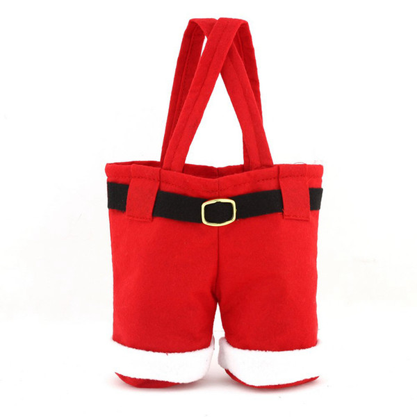 Wholesale- 1 Pcs Merry Christmas Candy Wine Bottle Bag Christmas Santa Gift Bag Pants Trousers Decor Christmas Gift Bags