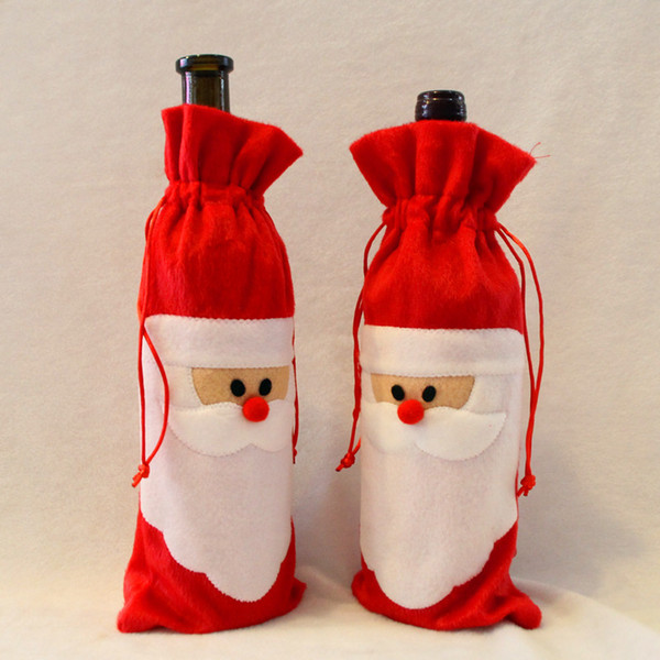 New Santa Claus Gift Bags Christmas Decorations Red Wine Bottle Cover Bags Xmas Santa Champagne wine Bag Xmas Gift 31*13CM WX9-41