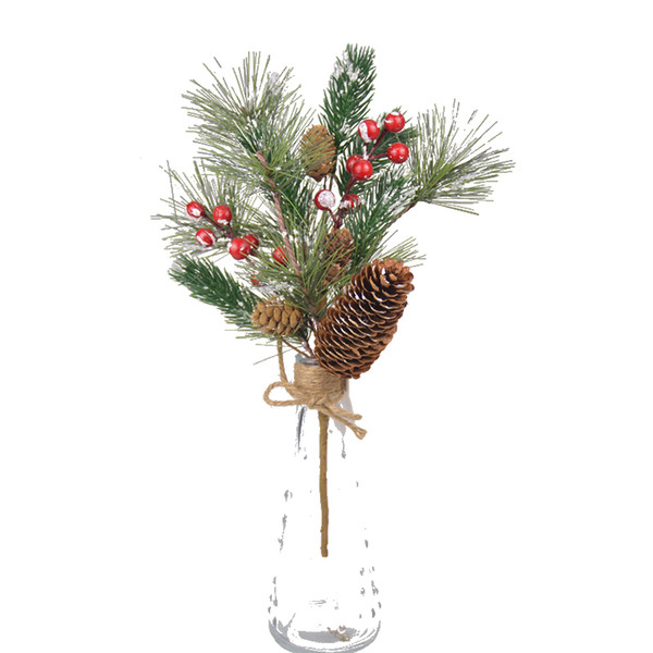 Artificial Flower for Festive Party Decoration 6pcs Christmas Ornament Pine Needle Pine Cone Red Berry Christmas Decoration