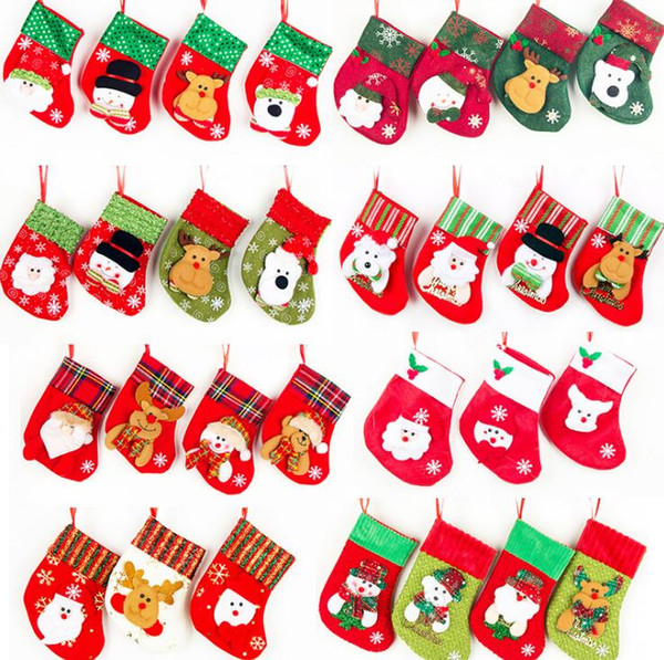 2018 Cute Christmas Stocking Snowman Elk Santa Claus Candy Gift Bags For Children Cutlery Bag Christmas Tree Hanging Ornament Home Decor