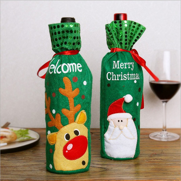 2018 Christmas Decoration Santa Claus Wine Bottle Cover Gift Reindeer Snowflake Elf Bottle Hold Bag Case Snowman Xmas Home Decor hot sell