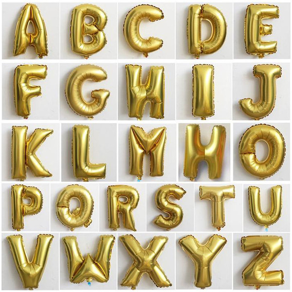 32 inch Decorative Aluminum Balloon Gold/Sliver Color Foil Balloons A-Z Letter for Wedding / Christmas / Birthday Party.