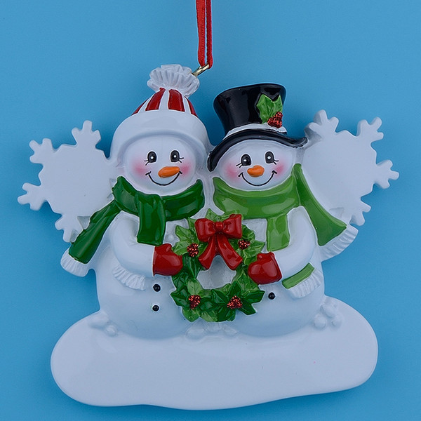 Snowman Family resin hanging Christmas ornaments with glossy as craft souvenirs for personalized 2018 gifts or home decorations