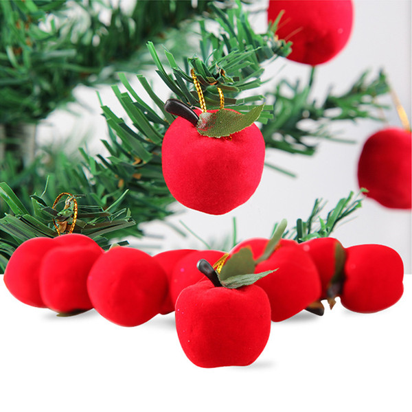 2017 Chiristmas Tree Apple decoration 12pcs/lot Artifical small mini Red Apples decoration gift for Christmas Tree Ornament Hot sale