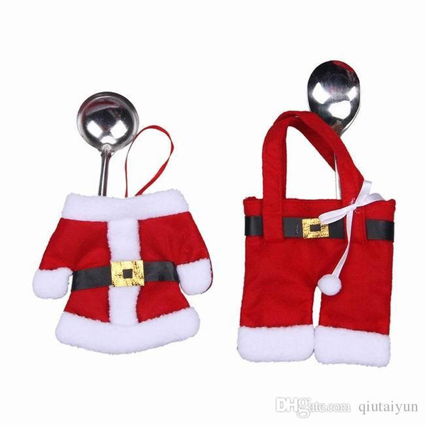 Handmade Mini Clothes Pants Shaped Christmas Santa Claus Cutlery Suit Silverware Holder Knives and Forks Pockets Gift 240pcs H463