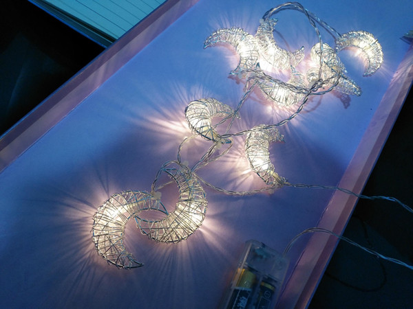 10Led Handmade Iron Wire Light String Gold Silver Moon Festival Christmas Birthday Party Girl Room Decoration Pendant Gifts