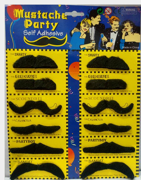 12pcs/set Christmas Halloween Party Costume Fake Mustache Moustache Funny Fake Beard Whisker Party Costume Props for Adult Kids