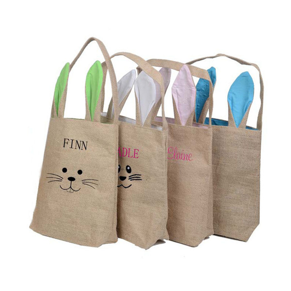 2017 Cotton Handbag Funny Design Easter Bunny Bag Ears Bags Cotton Material Easter Burlap Celebration Gifts Christma Bag Free DHL XL-297