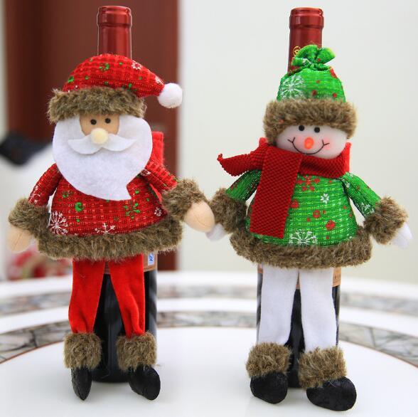 3D Christmas Wine Bottle Cover New Year Gift Bag Holder Christmas Decoration For Home Party Dinner Table Decor