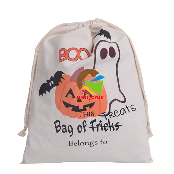 Halloween candy bag gift sacks 36*48CM Large Canvas bags cotton Drawstring bag Pumpkin devil spider printing Hallowmas Gifts Sack Bags