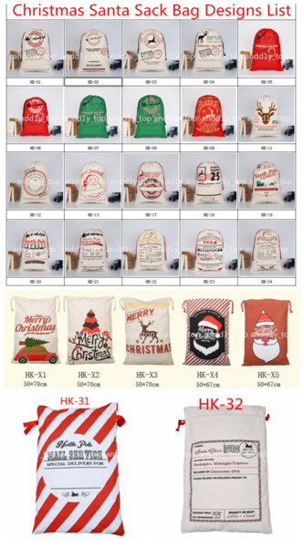 2018 Christmas Gift Bags Large Organic Heavy Canvas Bag Santa Sack Drawstring Bag With Reindeers Santa Claus Sack Bags for kids