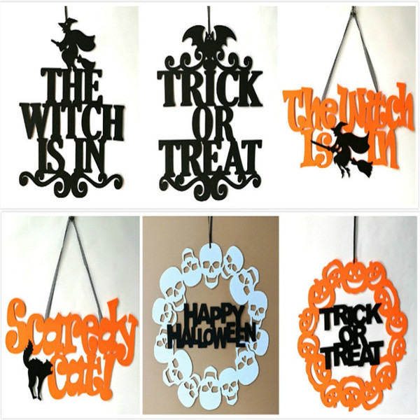 Halloween Hanging Sign Decoration Trick or Treat The Witch is in Pumpkin Ornaments Door Wall Hanging Home Outdoor Party Ghost Festival