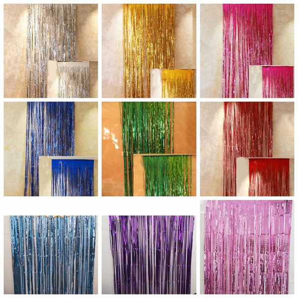 Foil Curtains Metallic Fringe Curtains Shimmer Curtain for Birthday Wedding Party Photo Booth Decorations 1 x 3m