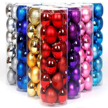 Wholesale- Christmas Tree Colorful Christmas Balls Decorations Baubles Party Supplies Wedding Ornament 24pcs/Lot 3CM 4CM 6CM 8CM