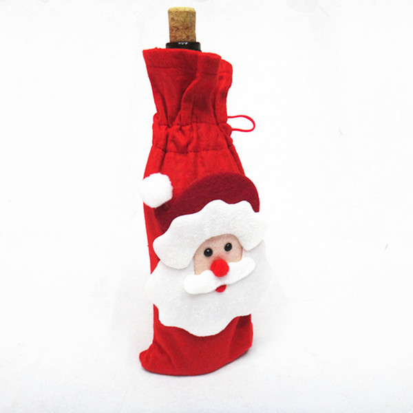 Hot Sale Non Woven Christmas Santa Claus Wine Bag Wine Bottle Cover For Christmas Decorations ELCD024