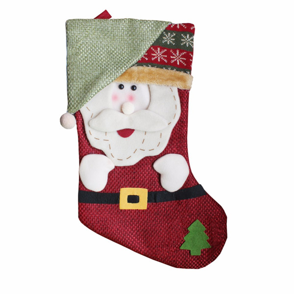 2Pcs /lot New Christmas Socks Santa Claus Big Hanging Candy Gift Bag Snowman Xmas Decorations Home