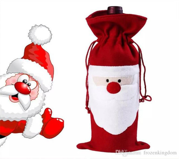 Christmas Santa Wine Bottle Bag Red Wine Bottle Cover Bags Merry Xmas Dinner Party Decor Table Christmas Decorations