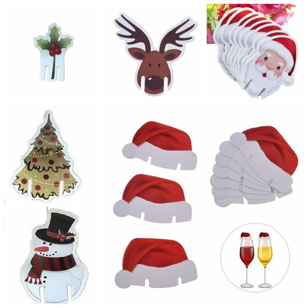 christmas wine cup card Champagne Red Wine clristmas glass cup paper place cards Santa Hat Xmas Festival Decor Christmas Decorations