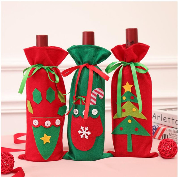 Christmas Decorations Wine Bottle Sweater Cover Bag Santa Claus Knitting Cover New Year Xmas Home Dinner Party Decor Xmas Gifts