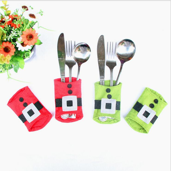 4 pcs/set cutlery Christmas table Decoration Home Christmas knives forks cover storage bag cutlery sets holders Creative household items