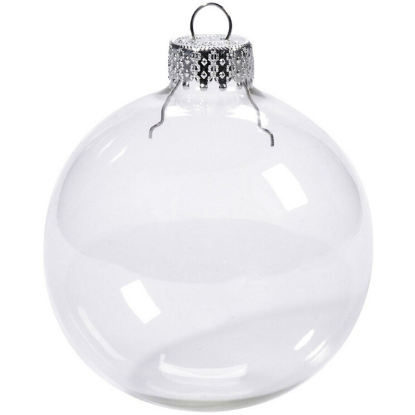 Wedding Bauble Ornaments Christmas Xmas Glass Balls Decoration 80mm Christmas Balls Clear Glass Wedding balls 3