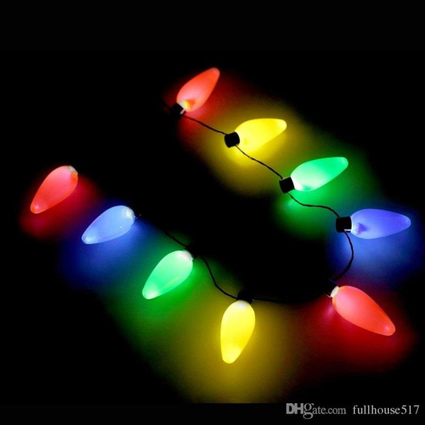 Multicolor Flashing Christmas Bulb LED Necklace Light Up Party Favors Best Party Lights Necklace Christmas Decorations 9 bulbs