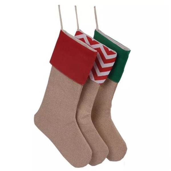 30*45cm Canvas Christmas Stocking Christmas Gift Bag Stocking Christmas Tree Decoration Socks Xmas Stockings 9 Styles 20171031