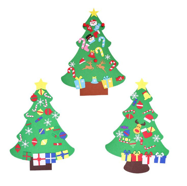 2017 NEW Kids DIY Felt Christmas Tree Set with Ornaments Children Gift Toddler Door Wall Hanging Preschool Craft Xmas Decoration SN1105