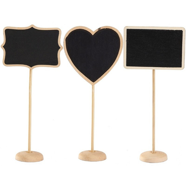 Rectangle Heart Shaped Wood Mini Vintage Chalkboard Place Card Holder Stand for Dessert Table WordPad Message Board Holder Clip For Wedding