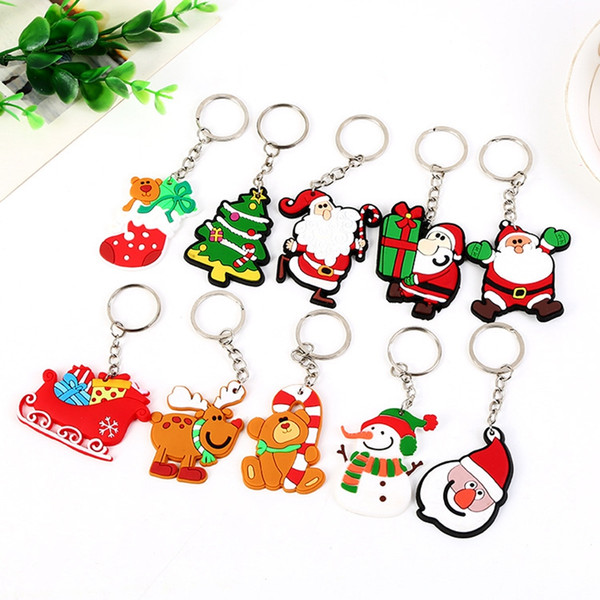 Christmas Xmas Tree Ornament Decoration Decor Key Chains Christmas Santa Claus Keychain key ring Gift Party Favor