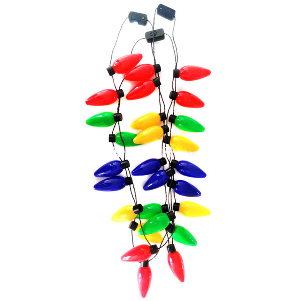 Christmas Necklace LED Light Up Plastic Flashlight Luminous Christmas Party Bulb Necklaces For Adults Kids LBShipping