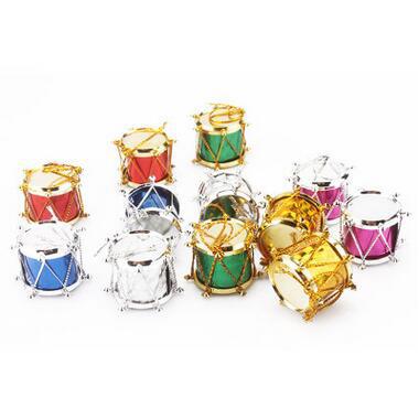 Wholesale American Christmas Tree Decorations Mini Drum Pendant 3CM Mix Color 12Pcs /Set Christmas Party Supplies For Sale